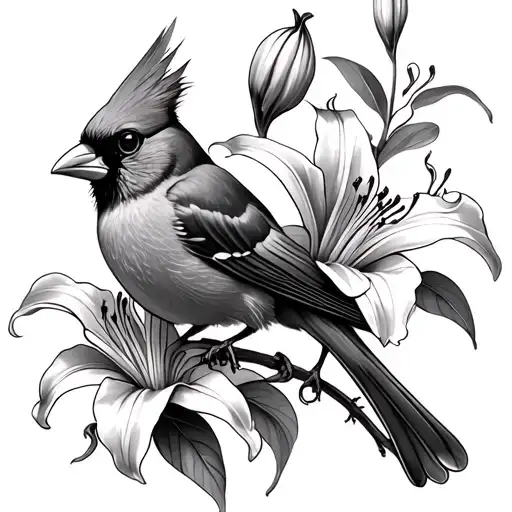 Cardinal & Lily Flower