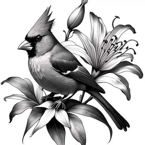 Cardinal & Lily Flower