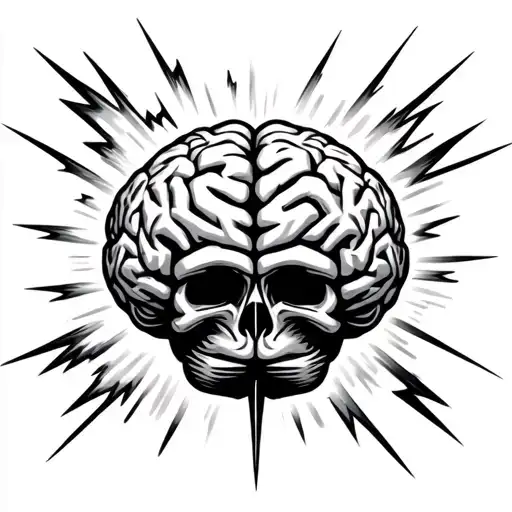 Brain With Lightening Bolt Striking