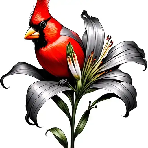 Cardinal &Italian Lily Flower Blooming