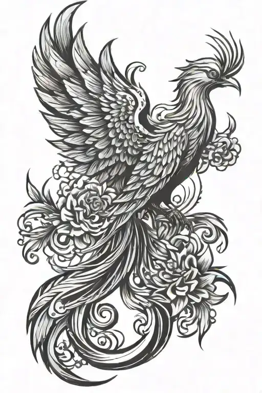 Phoenix Spine Tattoo Design