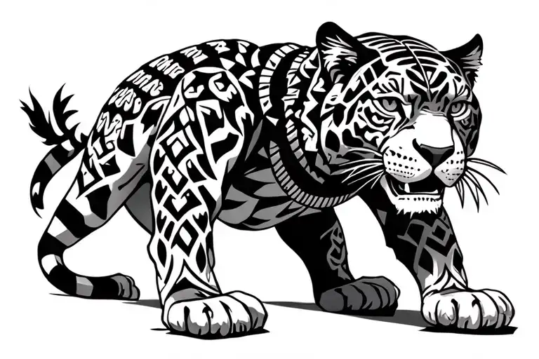 Crouching Aztec Jaguar Warrior