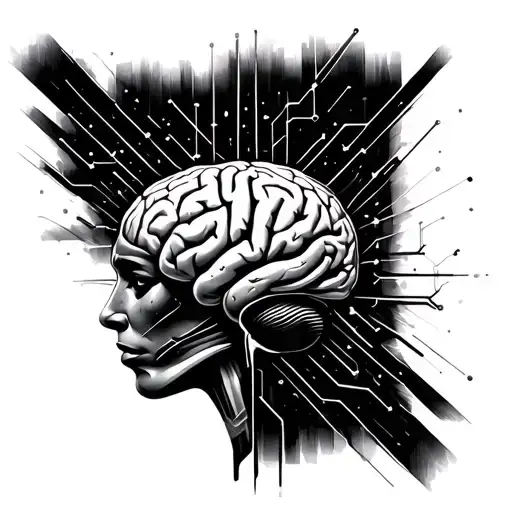 Brain With Electric Circuit