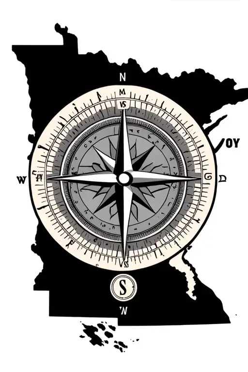 Compass With The State Of Minnesota In The Middle
