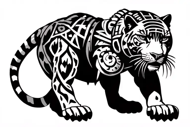 Crouching Aztec Jaguar Warrior