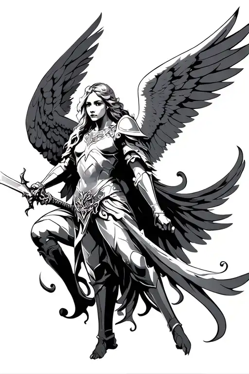 Modern Angels With Armor Holding A Sword