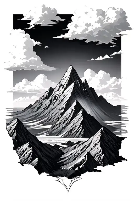 Fitz Roy Mountain And Volcano On Symetry