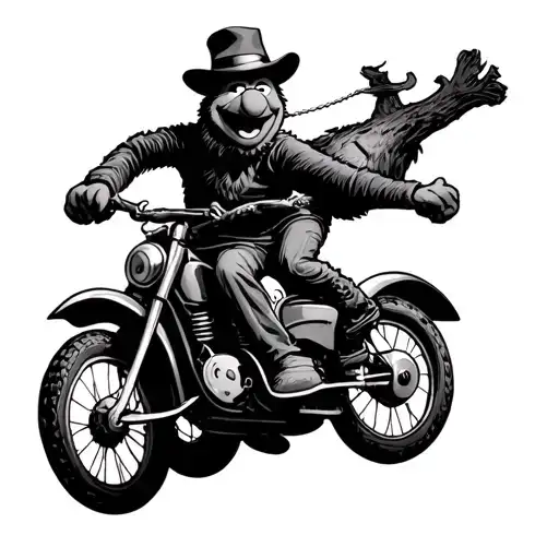Muppet Ted Lasso Riding A House Chasing Roy