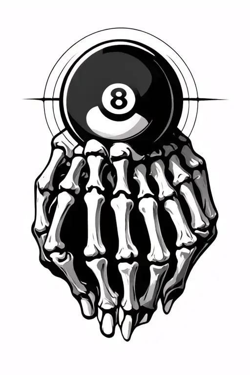 Skeleton Hand Wit 8 Ball