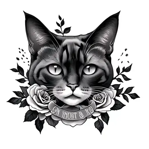 Tattoo With Just Roses With The Word Cat