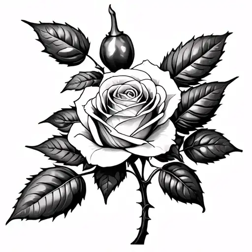 Rose Plant With Thorns And Chilli Peppers