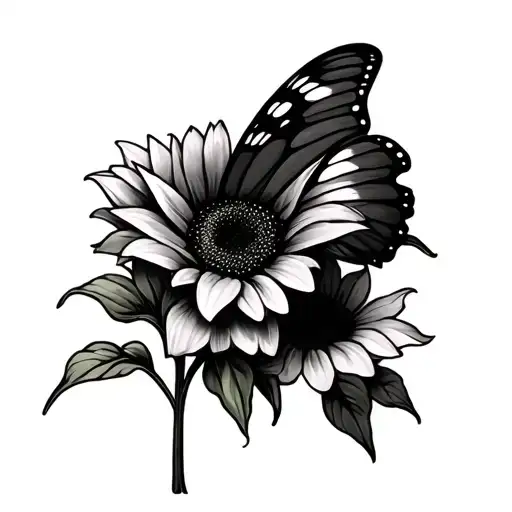 Sunflower And Lillie And Semicolon Butterfly