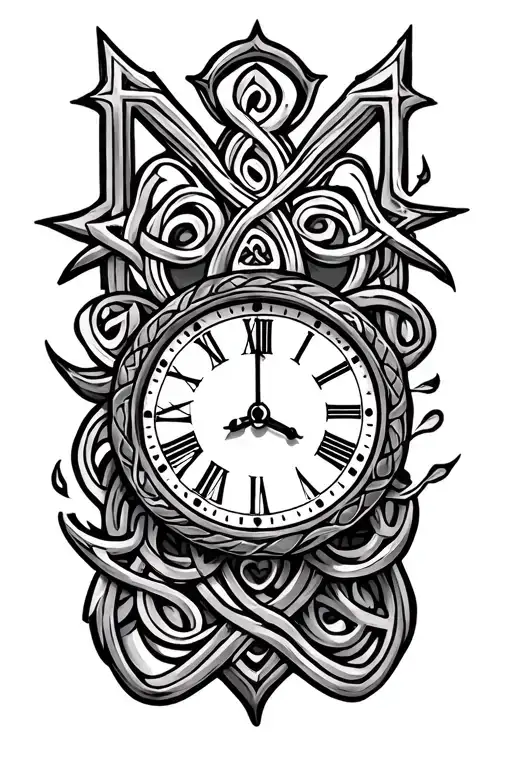 Celtic Design With Cross And Clock Face