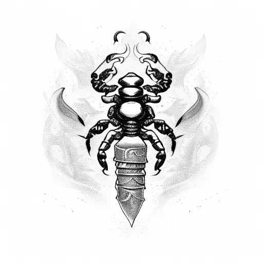 Scorpion With A Dagger And Flames