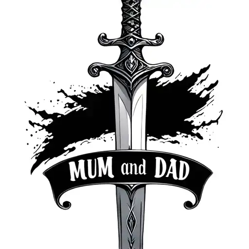 Dagger With Mum And Dad Text On The Blade