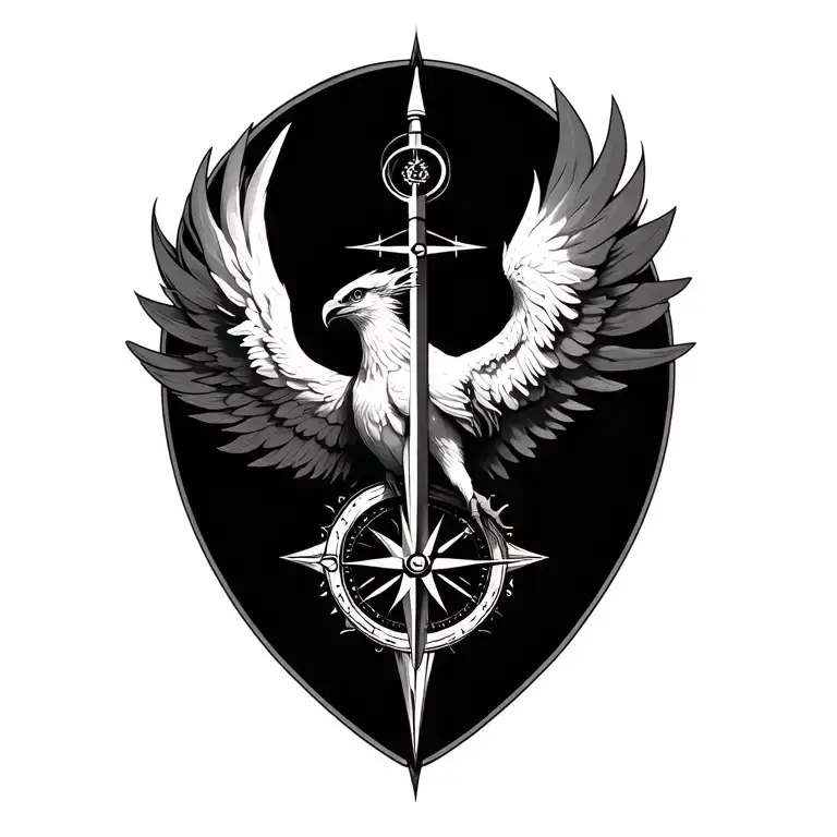 Compass And Phoenix Bird