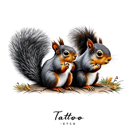 Two Squirrel In Hiking Together