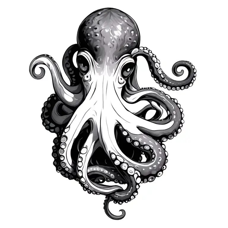 Octopus Wrapped Arms Around Herself