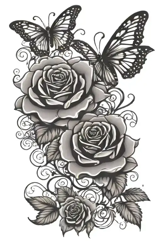 Roses Butterfly And Vines Wrapping