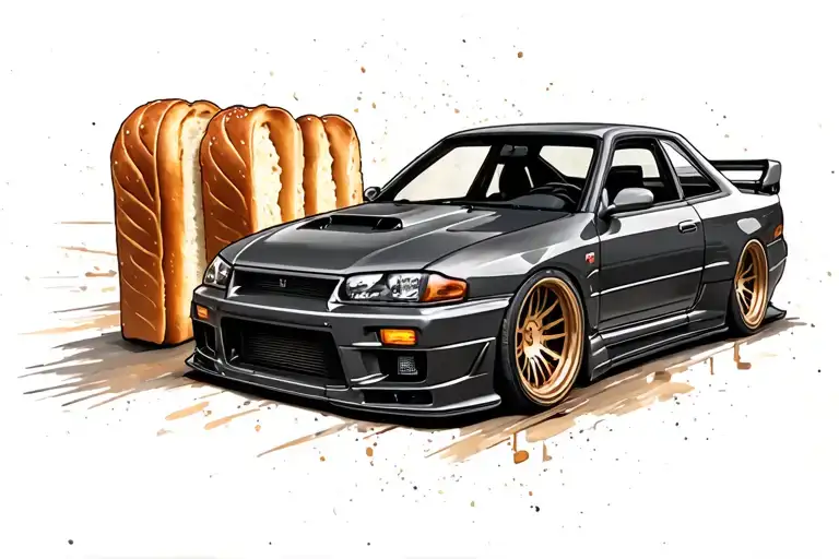 Bread Driving A R34 Skyline Car