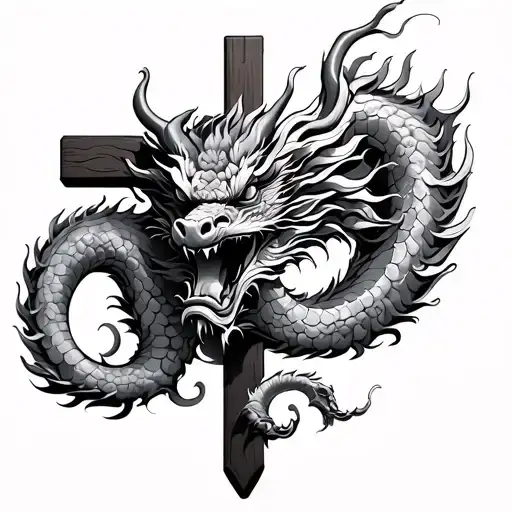 Chinese Dragon On Crucifix