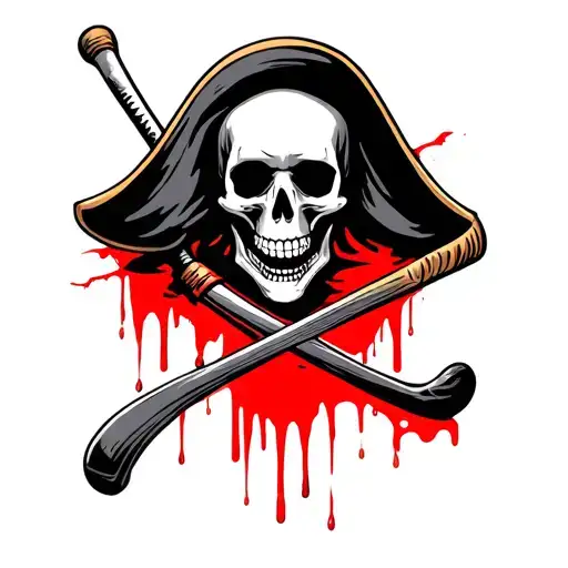 Pirate Skeleton With Hockey Stick Blood Dripping
