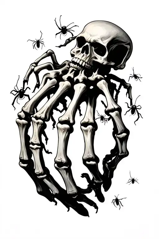Skeleton Hand With Bugs Crawling Across