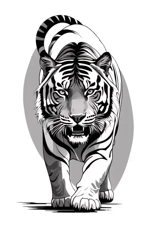 Minimalist Tiger Walking