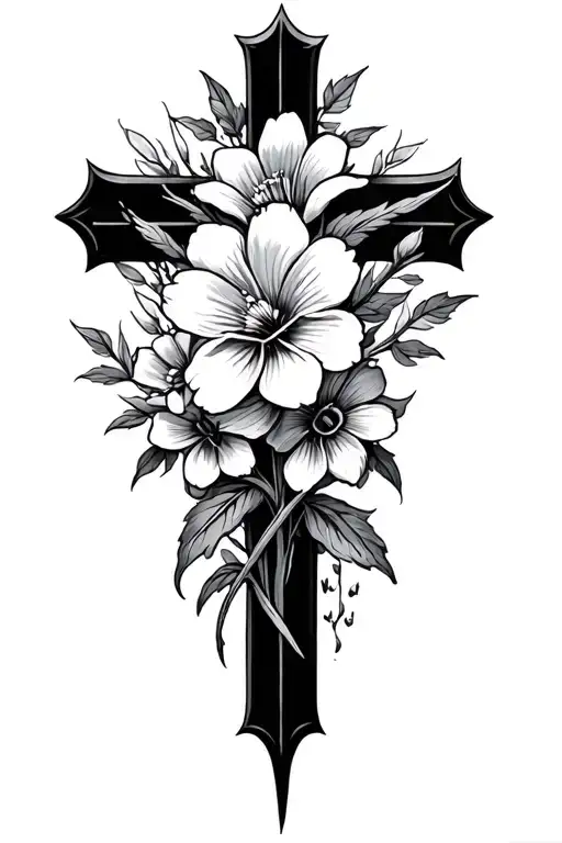 Masculine Cross With Birth Flowers