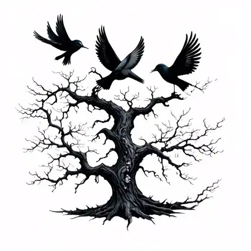 Poison Tree With Birds Arm Sleeve