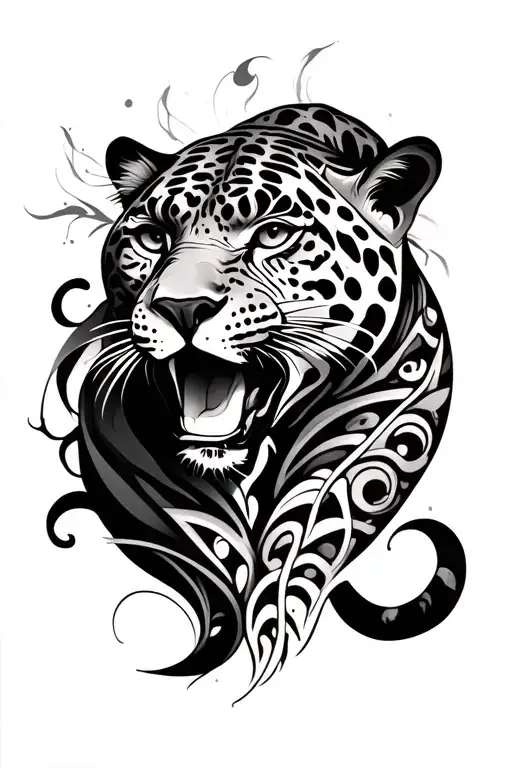 Ayahausca Vine And Jaguar Emerging