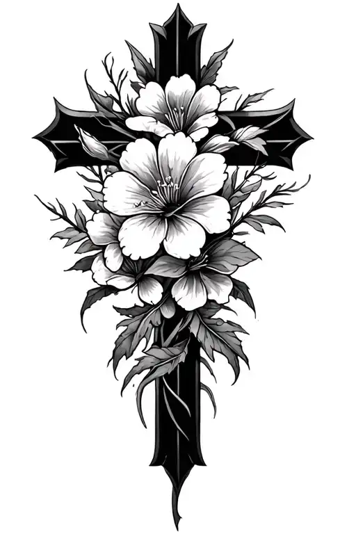 Masculine Cross With Birth Flowers