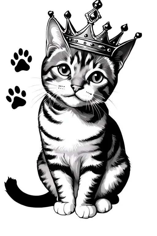 Cat With Crown And 2 Paw Prints