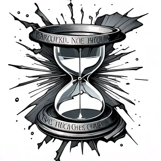 Broken Hour Glass With Inscription