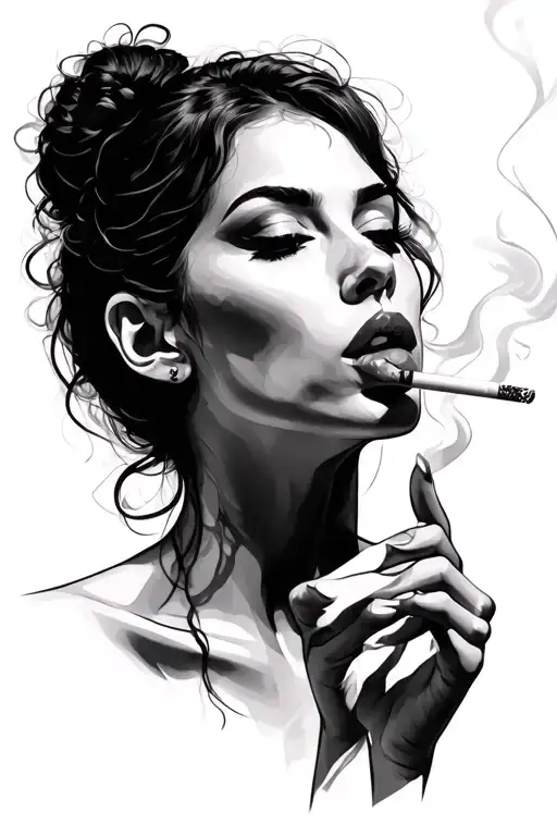 Woman Smoking Cigarette