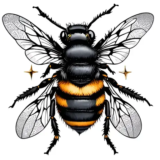 Bumble Bee With Geometric Patterns And Star Patterns Intertwined