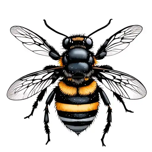 Bumble Bee With Geometric Patterns And Star Patterns Intertwined