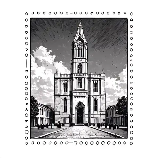 Trinity College Dublin Campanile Inside Of A Stamp