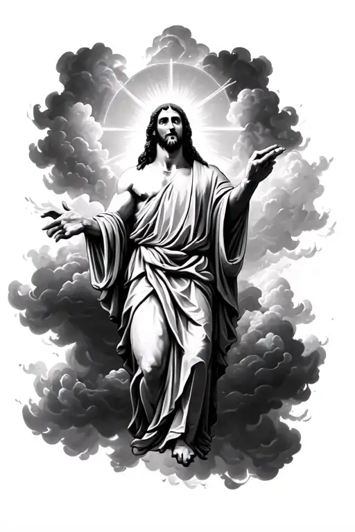 Jesus Christ Clouds Surrounding