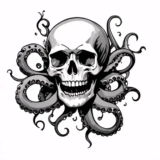 Skulls And Tentacles Half Sleeve