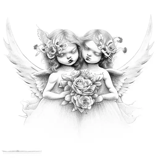 Angel And Demon With Roses