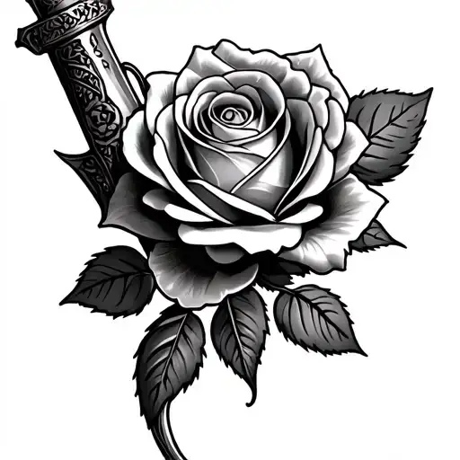 Rose Weapon Tattoo Design