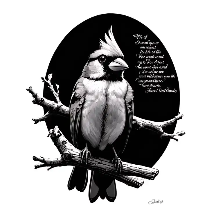 Cardinal Perched With Bible Verse Written