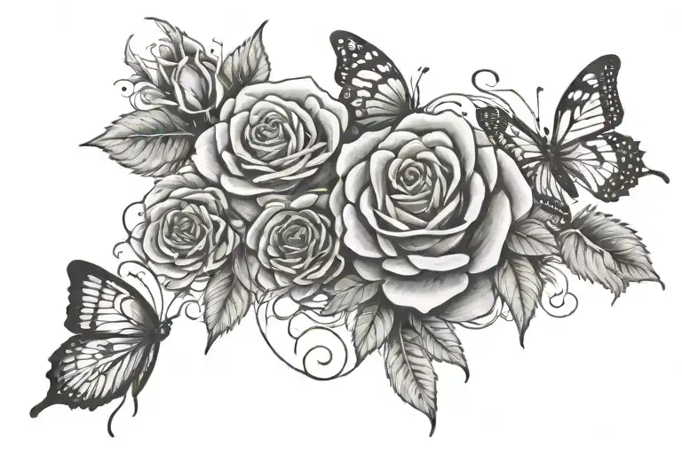 Psalms 46 5 In Roman Numerals With Roses And Butterflies
