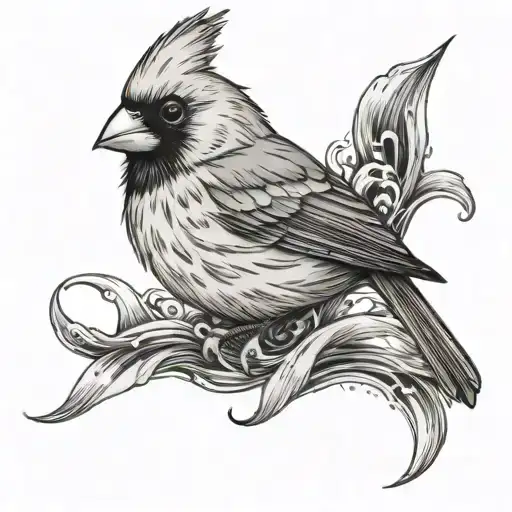 Cardinal And Ocean Waves