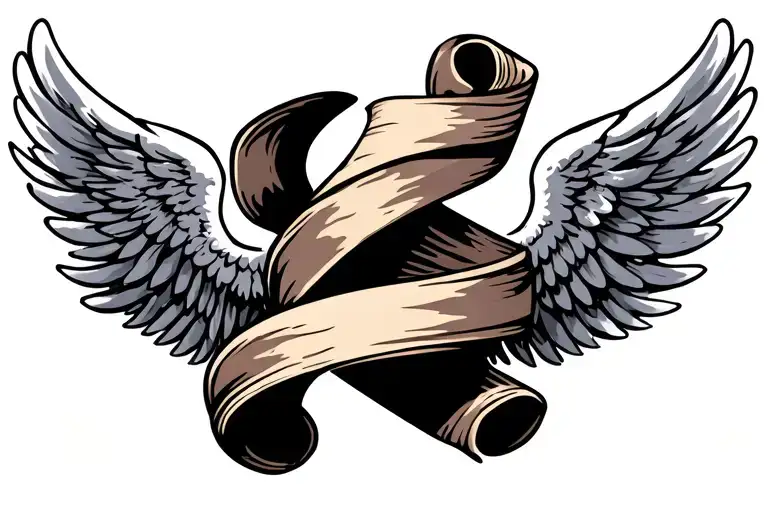 Wings With A Scroll Wrapped