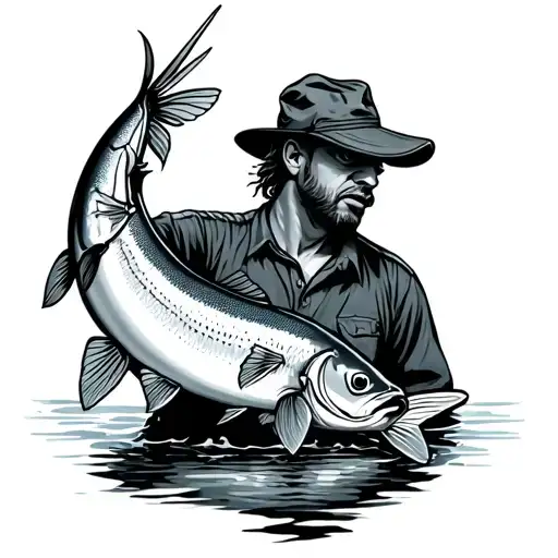 Angler With Piece Of Stone For Names