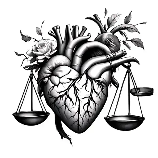 Justizia With Scale And On The Scale Brain And Heart
