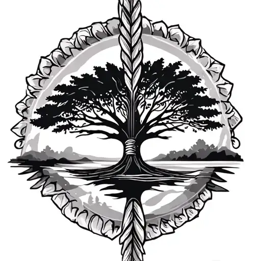 Indian Chief Headress With Tree Growing