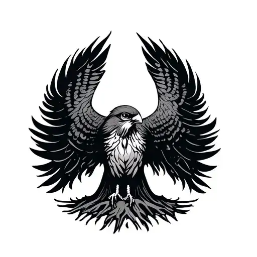 Falcon In Shape Of Tree Growing Minimal